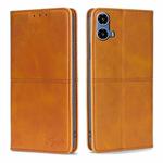 For Motorola Moto G34 5G Cow Texture Magnetic Leather Phone Case(Light Brown)