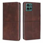 For Motorola Edge 50 5G Cow Texture Magnetic Leather Phone Case(Dark Brown)