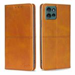 For Motorola Edge 50 5G Cow Texture Magnetic Leather Phone Case(Light Brown)