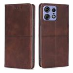 For Motorola Edge 50 Pro 5G Cow Texture Magnetic Leather Phone Case(Dark Brown)