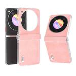 For Samsung Galaxy S24 Ultra 5G ABEEL Three Parts Frosted Transparent Frame Hinge Retro Texture PU Phone Case(Pink)