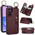For Samsung Galaxy A15 Litchi Texture Zipper Double Buckle Card Bag Phone Case(Maroon Red)