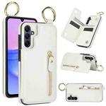For Samsung Galaxy A15 Litchi Texture Zipper Double Buckle Card Bag Phone Case(White)
