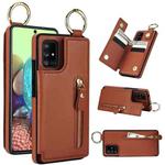 For Samsung Galaxy A51 5G Litchi Texture Zipper Double Buckle Card Bag Phone Case(Brown)