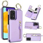 For Samsung Galaxy A72 5G Litchi Texture Zipper Double Buckle Card Bag Phone Case(Purple)
