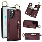For Samsung Galaxy Note10+ Litchi Texture Zipper Double Buckle Card Bag Phone Case(Maroon Red)