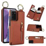 For Samsung Galaxy Note20 Litchi Texture Zipper Double Buckle Card Bag Phone Case(Brown)