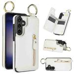 For Samsung Galaxy S23 FE 5G Litchi Texture Zipper Double Buckle Card Bag Phone Case(White)