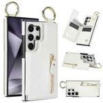 For Samsung Galaxy S24 Ultra 5G Litchi Texture Zipper Double Buckle Card Bag Phone Case(White)
