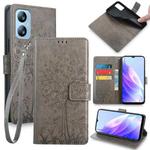 For Blackview A52 Tree & Deer Embossed Leather Phone Case(Grey)