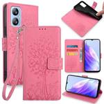 For Blackview A52 Tree & Deer Embossed Leather Phone Case(Rose Gold)