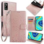 For CUBOT P40 Tree & Deer Embossed Leather Phone Case(Rose Gold)