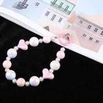 Laser Pearl Heart Bead Chain Anti-lost Short Lanyard(Pink)