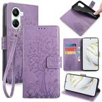 For Huawei Nova 10 SE Tree & Deer Embossed Leather Phone Case(Purple)