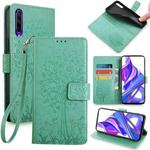 For Huawei Y9S Global Tree & Deer Embossed Leather Phone Case(Green)