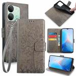 For Infinix Smart 7 HD Tree & Deer Embossed Leather Phone Case(Grey)