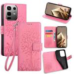 For Infinix Note 50 4G Tree & Deer Embossed Leather Phone Case(Pink)