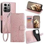For Infinix Note 50 4G Tree & Deer Embossed Leather Phone Case(Rose Gold)