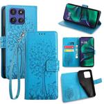 For Motorola Moto G Stylus 5G 2025 Tree & Deer Embossed Leather Phone Case(Blue)