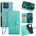 For Motorola Moto G Stylus 5G 2025 Tree & Deer Embossed Leather Phone Case(Green)