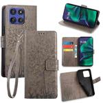 For Motorola Moto G Stylus 5G 2025 Tree & Deer Embossed Leather Phone Case(Grey)