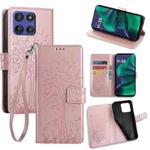 For Motorola Moto G Stylus 5G 2025 Tree & Deer Embossed Leather Phone Case(Rose Gold)