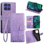 For Motorola Moto G Stylus 5G 2025 Tree & Deer Embossed Leather Phone Case(Purple)