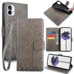 For Nothing Phone 1 Tree & Deer Embossed Leather Phone Case(Grey)
