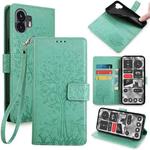 For Nothing Phone 2 Tree & Deer Embossed Leather Phone Case(Green)