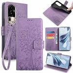 For OPPO Reno10 Pro 5G Tree & Deer Embossed Leather Phone Case(Purple)