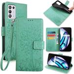 For OPPO K9S Tree & Deer Embossed Leather Phone Case(Green)