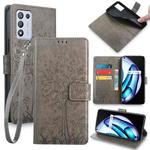 For OPPO K9S Tree & Deer Embossed Leather Phone Case(Grey)