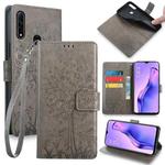 For OPPO A8 / A31 2020 Tree & Deer Embossed Leather Phone Case(Grey)