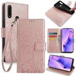 For OPPO A8 / A31 2020 Tree & Deer Embossed Leather Phone Case(Rose Gold)