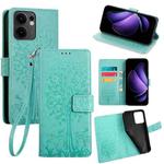 For OPPO Reno13 F 5G / 4G Tree & Deer Embossed Leather Phone Case(Green)