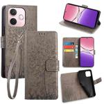 For OPPO A5 Pro 5G Global Tree & Deer Embossed Leather Phone Case(Grey)