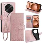 For OPPO Find X8 Ultra Tree & Deer Embossed Leather Phone Case(Rose Gold)