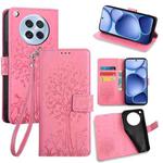 For OPPO Find X8s Tree & Deer Embossed Leather Phone Case(Pink)
