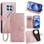 For OPPO Find X8s Tree & Deer Embossed Leather Phone Case(Rose Gold)