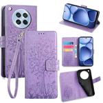 For OPPO Find X8s Tree & Deer Embossed Leather Phone Case(Purple)