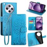 For OPPO Find X8s+ Tree & Deer Embossed Leather Phone Case(Blue)