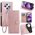 For OPPO Find X8s+ Tree & Deer Embossed Leather Phone Case(Rose Gold)