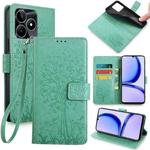 For Realme C53 4G / Narzo N53 4G Tree & Deer Embossed Leather Phone Case(Green)