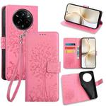 For Realme 14 Pro 5G Global Tree & Deer Embossed Leather Phone Case(Pink)