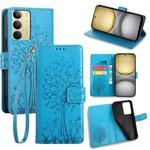 For Realme C75 4G / 14x 5G Global Tree & Deer Embossed Leather Phone Case(Blue)