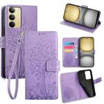For Realme C75 4G / 14x 5G Global Tree & Deer Embossed Leather Phone Case(Purple)