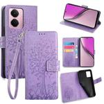 For Realme P3 Pro 5G Global Tree & Deer Embossed Leather Phone Case(Purple)