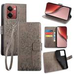 For Realme P3 Ultra 5G Global Tree & Deer Embossed Leather Phone Case(Grey)