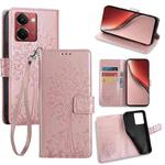 For Realme P3 Ultra 5G Global Tree & Deer Embossed Leather Phone Case(Rose Gold)