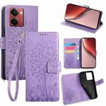 For Realme P3 Ultra 5G Global Tree & Deer Embossed Leather Phone Case(Purple)